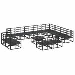 vidaXL Ensemble de canapé de jardin avec coussin 13 Pièces Noir Aluminium