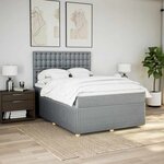vidaXL Sommier à lattes de lit avec matelas Gris clair 160x200cm Tissu