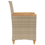 vidaXL Chaises de jardin coussins lot de 2 beige résine tressée bois