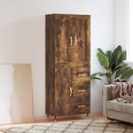vidaXL Buffet haut Chêne fumé 69 5x34x180 cm Bois d'ingénierie