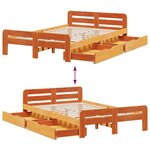 vidaXL Cadre de lit sans matelas cire marron 120x200cm bois pin massif