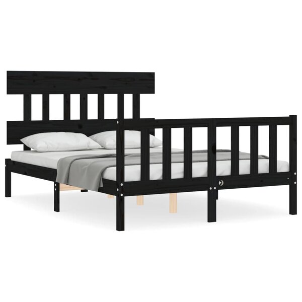 vidaXL Cadre de lit sans matelas noir 140x190 cm bois de pin massif