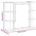 vidaXL Armoire à miroir avec LED Gris béton 70x16 5x60 cm