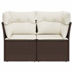vidaXL Canapé de jardin avec coussins 2 places marron résine tressée