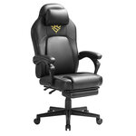 Fauteuil gaming chaise de bureau ergonomique avec repose-pieds chaise gamer avec appui-tête PU hauteur réglable noir 12_0006073