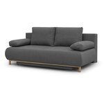 Banquette convertible 3 places MIKA - Tissu gris - Coffre de rangement - 192 x 84 x 93 cm