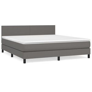 vidaXL Sommier à lattes de lit avec matelas Gris 180x200 cm Similicuir