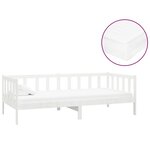 vidaXL Lit de repos avec matelas 90x200 cm Blanc Bois de pin massif