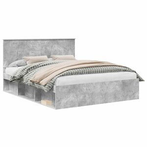 vidaXL Cadre de lit Béton 160 x 200 cm Bois de pin massif