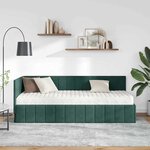 vidaXL Cadre de lit d'angle avec matelas 2 Pièces Vert Velours