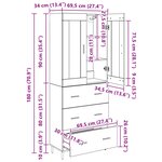 vidaXL Haut Armoire 2 Pièces Chêne artisanal Bois Aggloméré et Verre