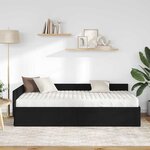 vidaXL Cadre de lit d'angle avec matelas Autre 2 Pièces Noir tissu