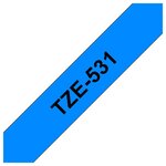 Ruban titreuse brother - tze - écriture noir / fond bleu - 12 mm x 8 m - modèle tze-531