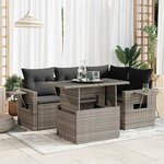 vidaXL Salon de jardin 5 Pièces avec coussins gris résine tressée