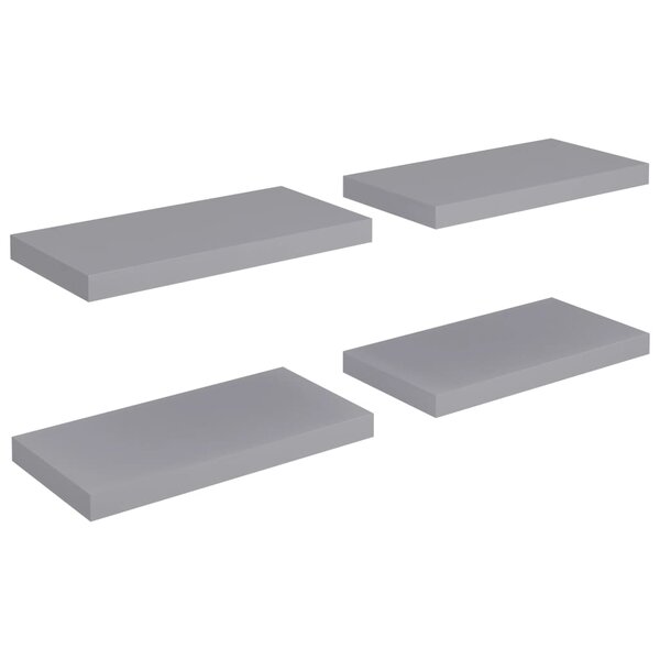 vidaXL Étagères murales flottantes 4 Pièces gris 50x23x3 8 cm MDF