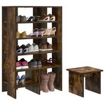 vidaXL Cabinet à chaussures 2 Pièces Chêne fumé Bois d'ingénierie