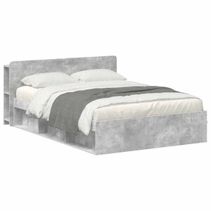 vidaXL Cadre de lit avec rangement Gris béton 140 x 200 cm