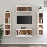 vidaXL Meubles TV 6 Pièces Blanc Bois massif de pin