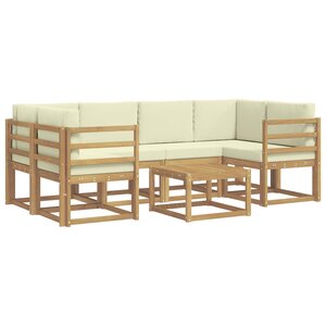 vidaXL Ensemble de canapés d'extérieur 7 pc Blanc et crème