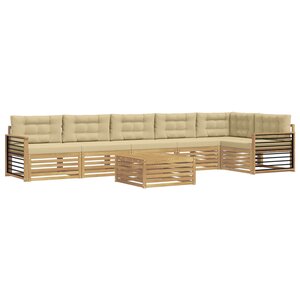 vidaXL Ensemble de canapés d'extérieur 7 pc Blanc et Beige