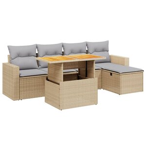 vidaXL Salon de jardin avec coussins 6 Pièces beige résine tressée