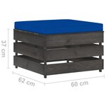Vidaxl salon de jardin 3 pièces avec coussins bois imprégné de gris