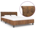 vidaXL Cadre de lit Marron Similicuir daim 140 x 200 cm