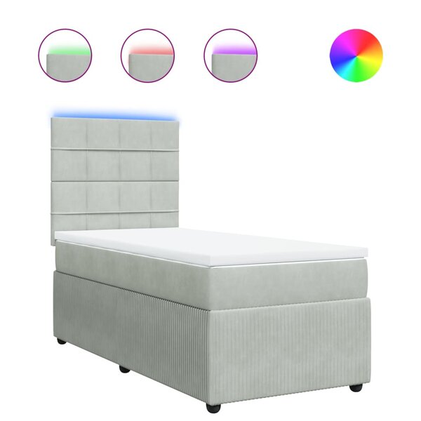 vidaXL Sommier à lattes de lit et matelas Gris clair 90x200 cm Velours