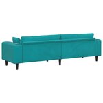 vidaXL Canapé avec coussin Turquoise 250 x 77 x 76 cm Velours