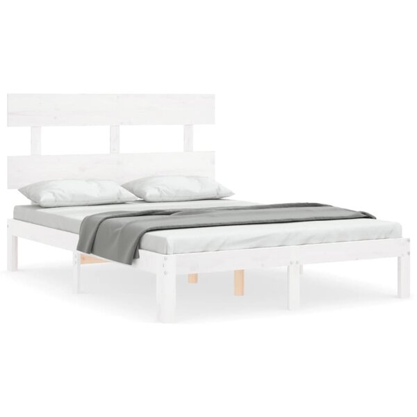 vidaXL Cadre de lit sans matelas blanc bois de pin massif