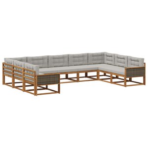 vidaXL Ensemble de canapés d'extérieur 9 Pièces Naturel et gris clair