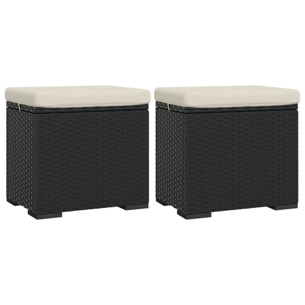 vidaXL Poufs avec coussins lot de 2 noir 40x30x40 cm résine tressée