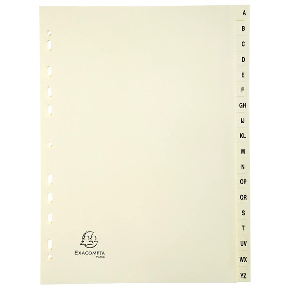 Intercalaires Imprimés Carte Peau 155g 18 Positions De A À Z - A4 - Ivoire - Exacompta