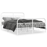 vidaXL Cadre de lit métal sans matelas et pied de lit blanc 150x200 cm