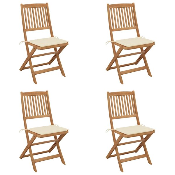 vidaXL Chaises pliables de jardin lot de 4 avec coussins Bois d'acacia