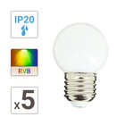 Lot de 5 ampoules led  culot e27  rvb  spécial extérieur