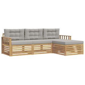 vidaXL Ensemble de canapés d'extérieur 4 pc Blanc et gris clair