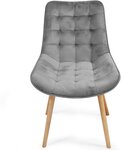 Lot de 8 chaises de salon salle à manger pied en bois et velours gris 01_0000741