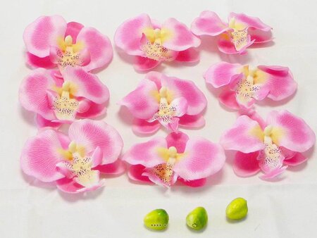 Têtes fleurons orchidée phalaenopsis factice x9 3 boutons rose soutenu - couleur: rose soutenu