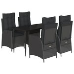 vidaXL Ensemble à manger de jardin coussins 5Pièces Noir Résine tressée