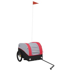 vidaXL Remorque de vélo noir et rouge 30 kg fer