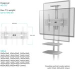 Onkron ts1552 wht support tv sur piedà  roulettes pour des téléviseurs de 40 à 70 pouces blanc