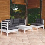 vidaXL Salon de jardin 5 Pièces avec coussins bois de pin massif