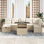 vidaXL Ensemble de canapé de jardin 8 Pièces Beige Poly rotin