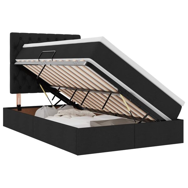 vidaXL Lit de rangement LED avec matelas Noir 120 x 200 cm Tissu