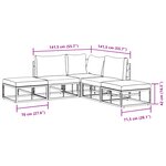 vidaXL Ensemble de canapé de jardin 5 Pièces Noir 211.5 x 211.5 x 71 cm