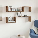 vidaXL Étagères murales 2 Pièces vieux bois 100x15x20cm bois d'ingénierie