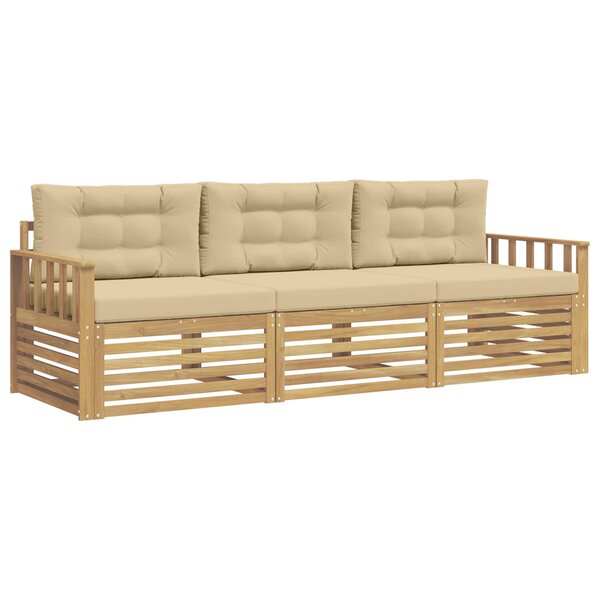 vidaXL Ensemble de canapés d'extérieur 3 Pièces Blanc et Beige Polyester