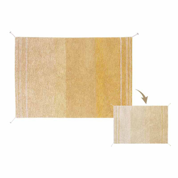 Tapis coton réversible - jaune et beige - 80 x 140 cm