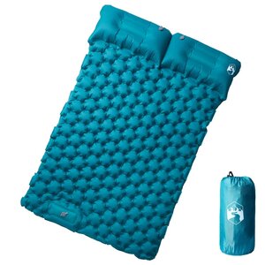 vidaXL Matelas de camping autogonflant avec oreillers 2 personnes bleu